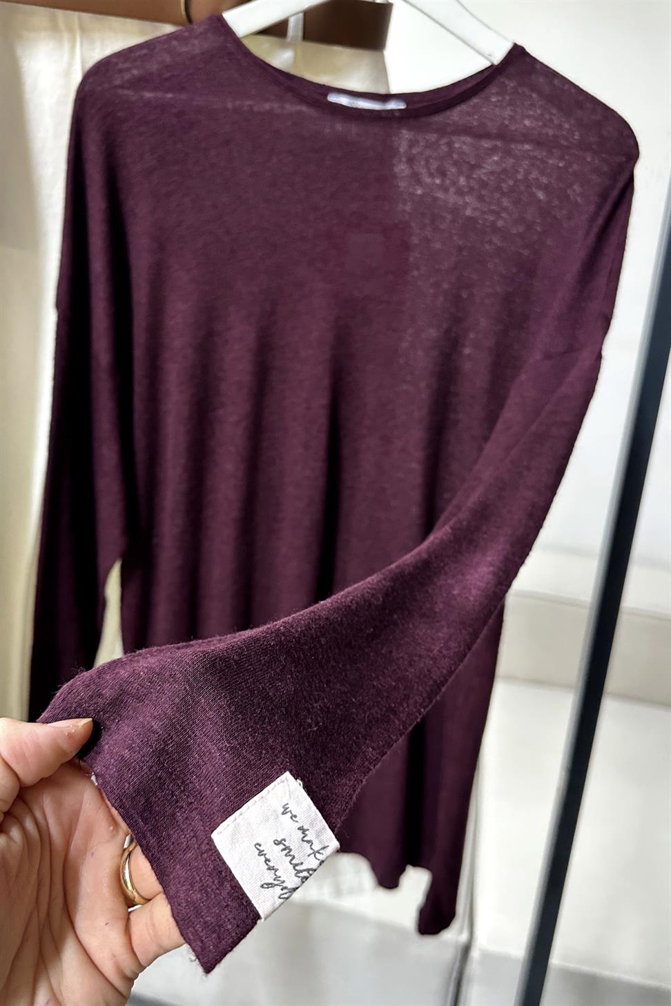 Özel Dokulu Venga Tiril Basic Bluz Bordo