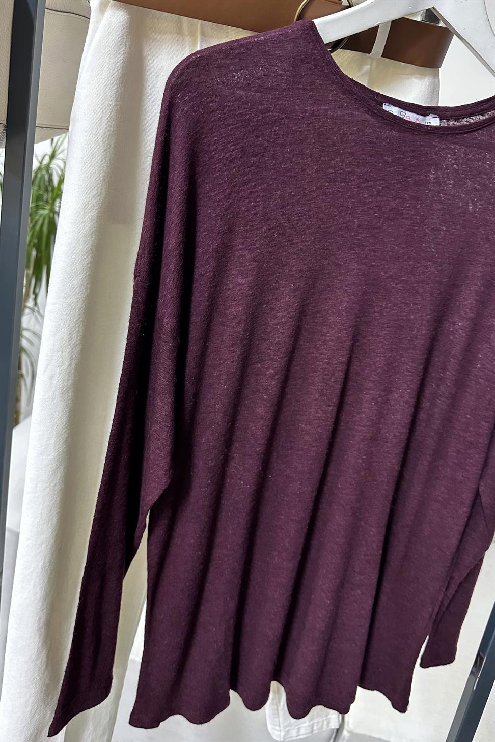 Özel Dokulu Venga Tiril Basic Bluz Bordo