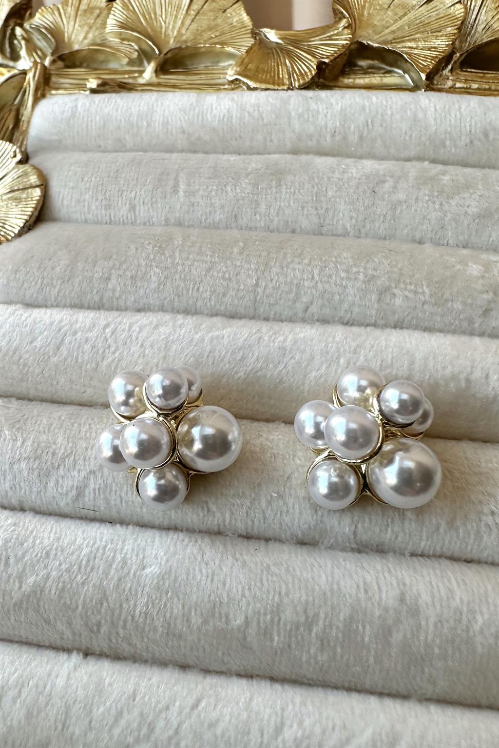 Özel Kaplama Gold İnci Topçuklu Küpe