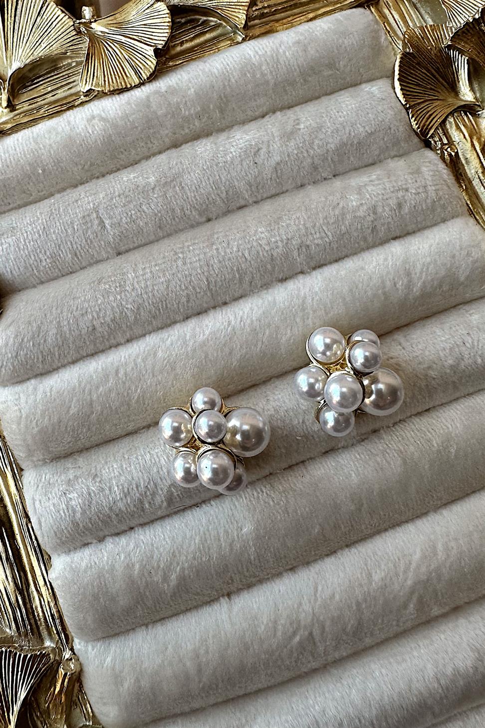 Özel Kaplama Gold İnci Topçuklu Küpe