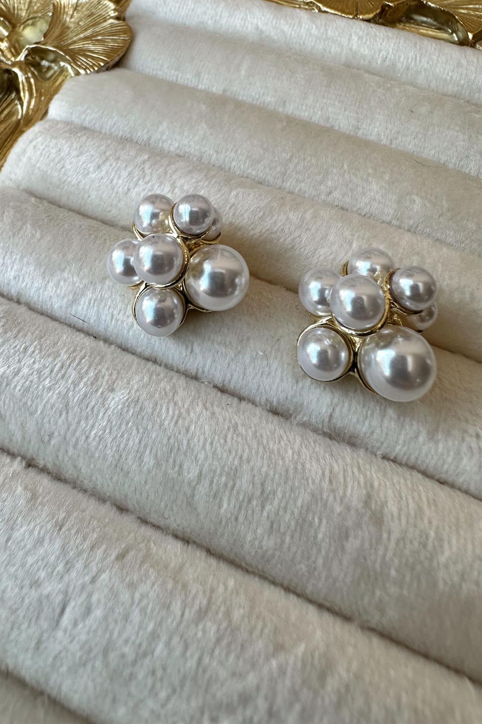 Özel Kaplama Gold İnci Topçuklu Küpe