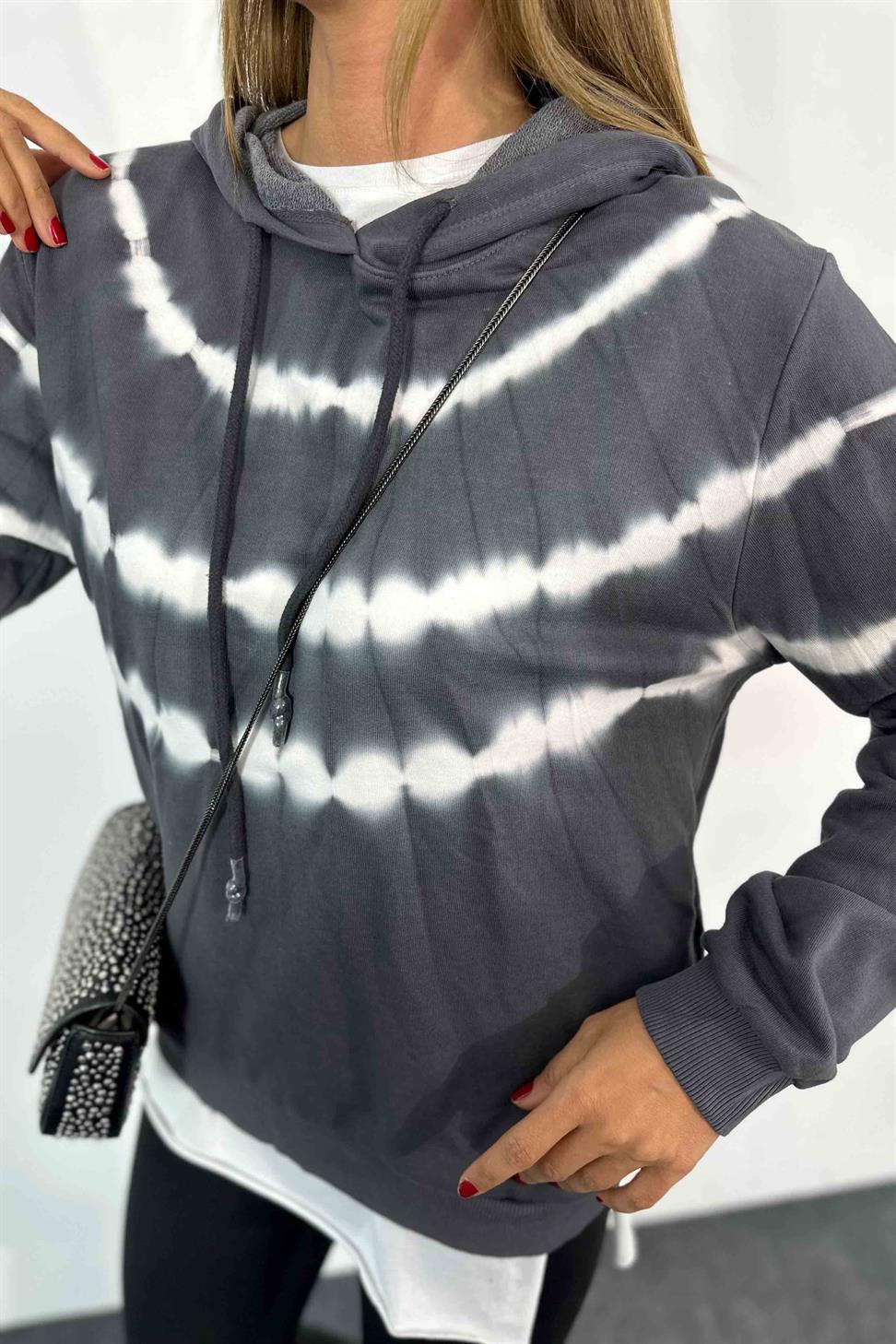 Batik Desen Kadın Sweatshirt Antrasit