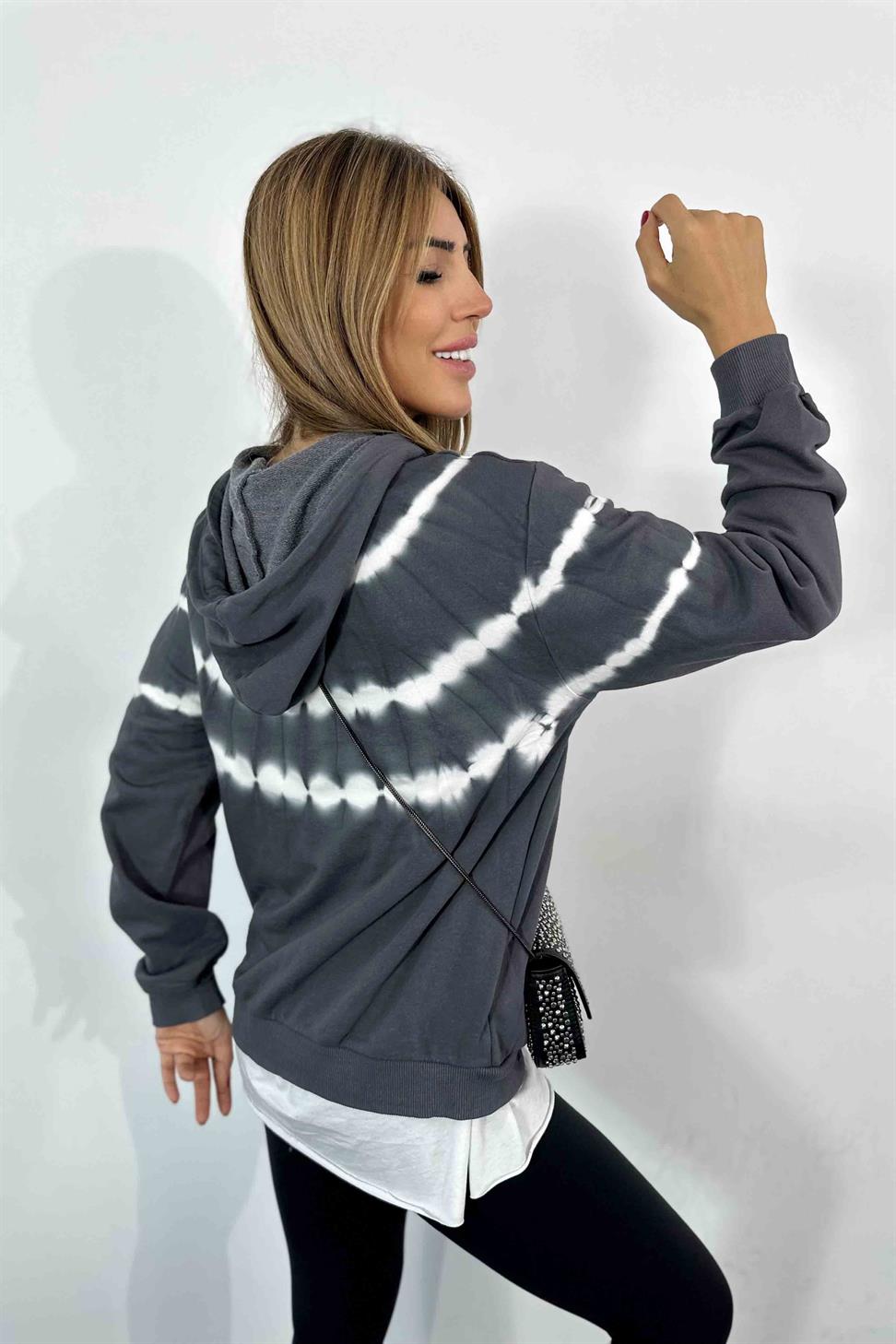 Batik Desen Kadın Sweatshirt Antrasit