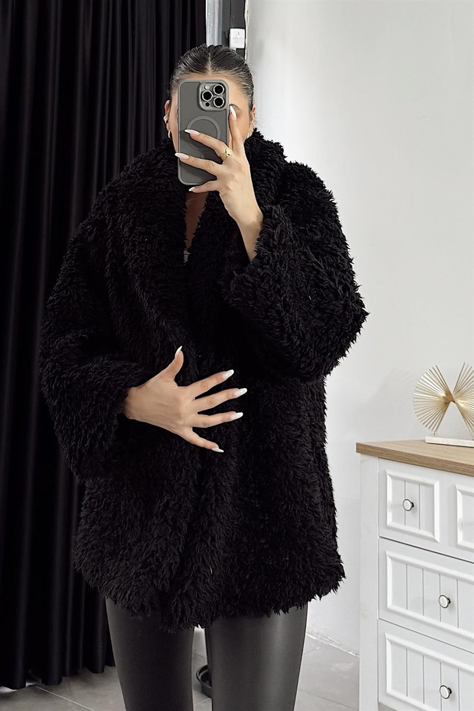 Pemium Kalite Peluş Kaban Siyah