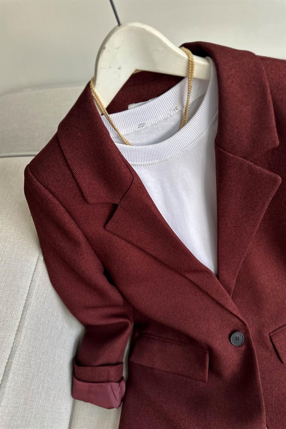 Premium Kalite Astarlı Blazer Ceket Bordo