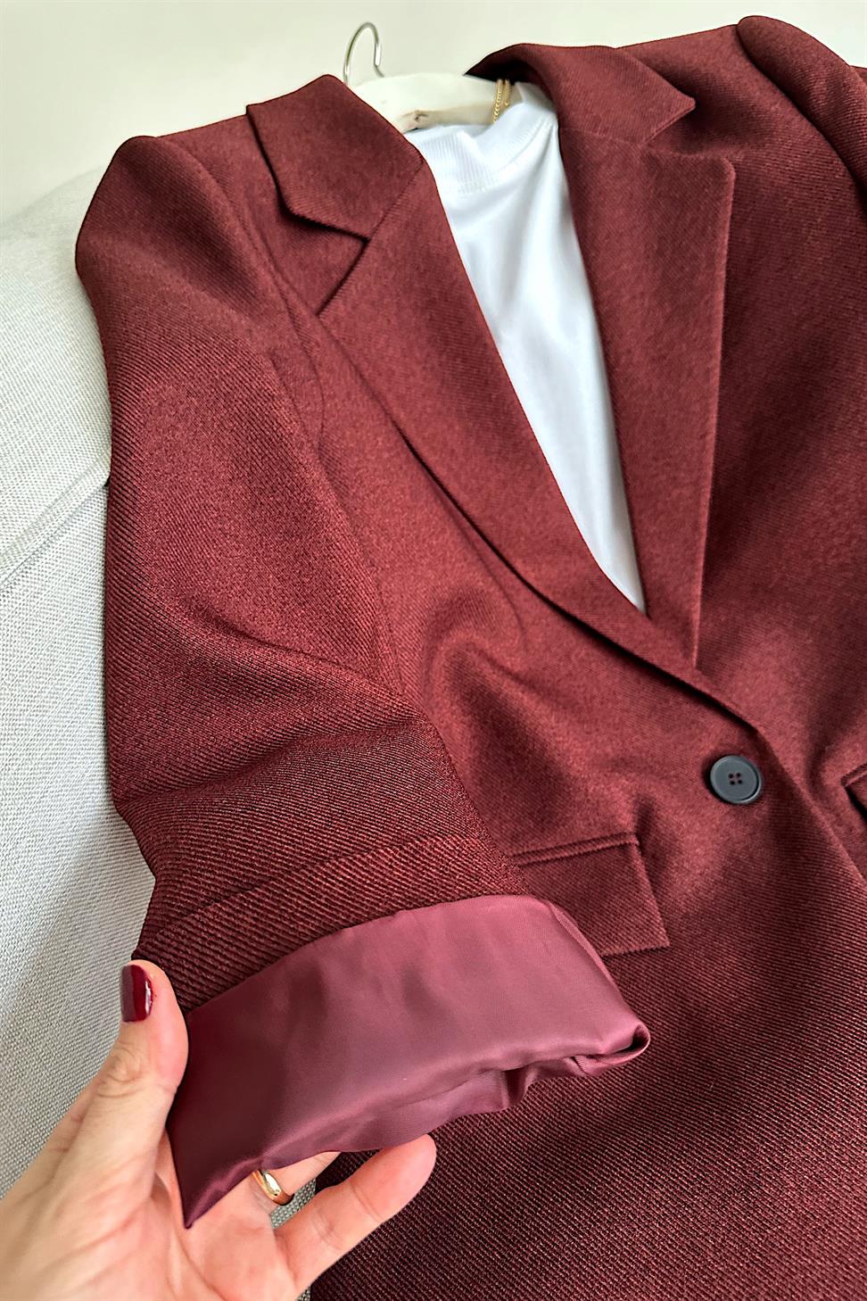 Premium Kalite Astarlı Blazer Ceket Bordo