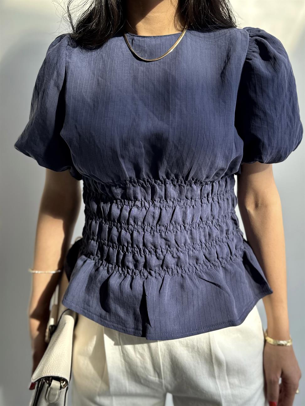 Premium Kalite Beli Gipeli Tensel Kumaş İndigo