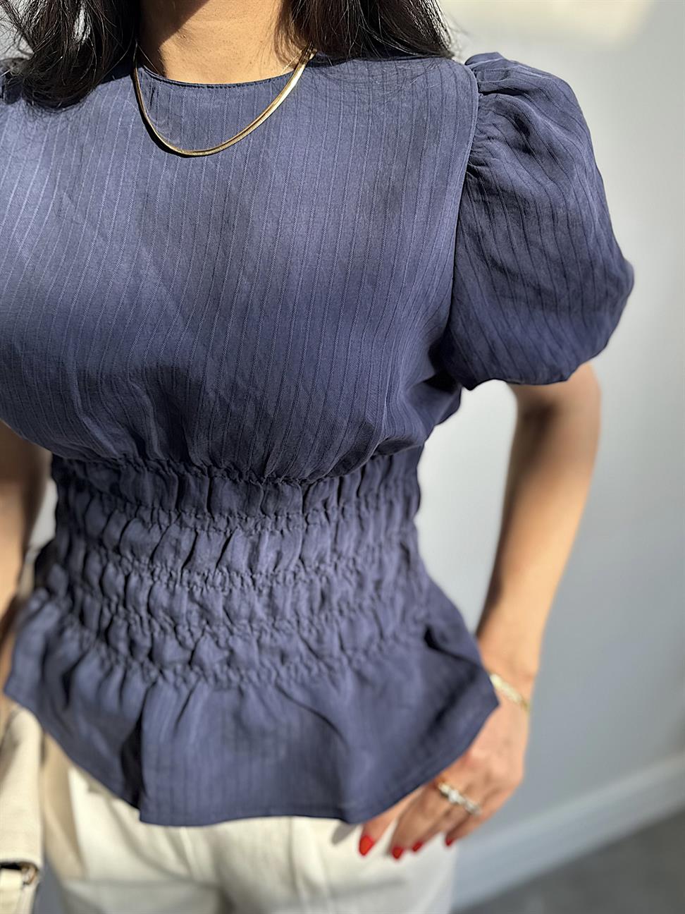 Premium Kalite Beli Gipeli Tensel Kumaş İndigo