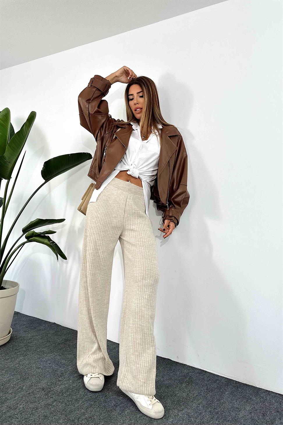 Premium Kalite Beli Lastikli Likralı Salaş Pantolon Taş