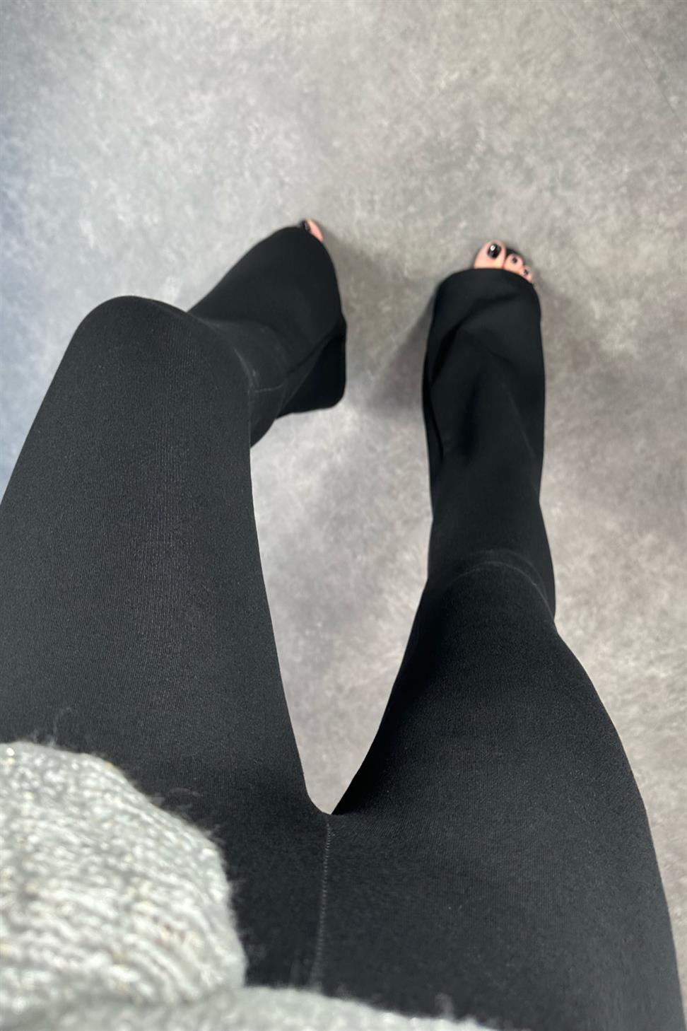 Premium Kalite Çelik Penye İspanyol Tayt Pantolon Siyah