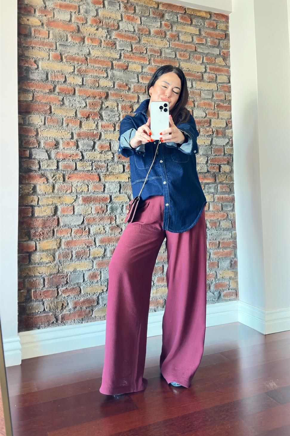 Premium Kalite Cep Detay Denim Gömlek Koyu Mavi