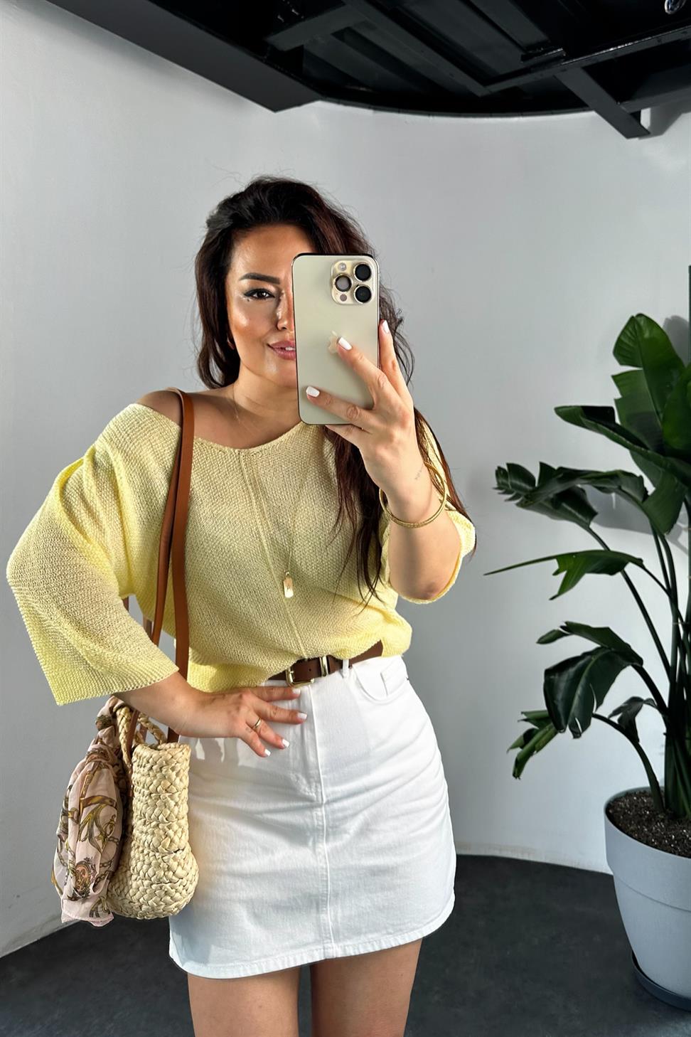 Premium Kalite Elit Triko Merserize Bluz Sarı