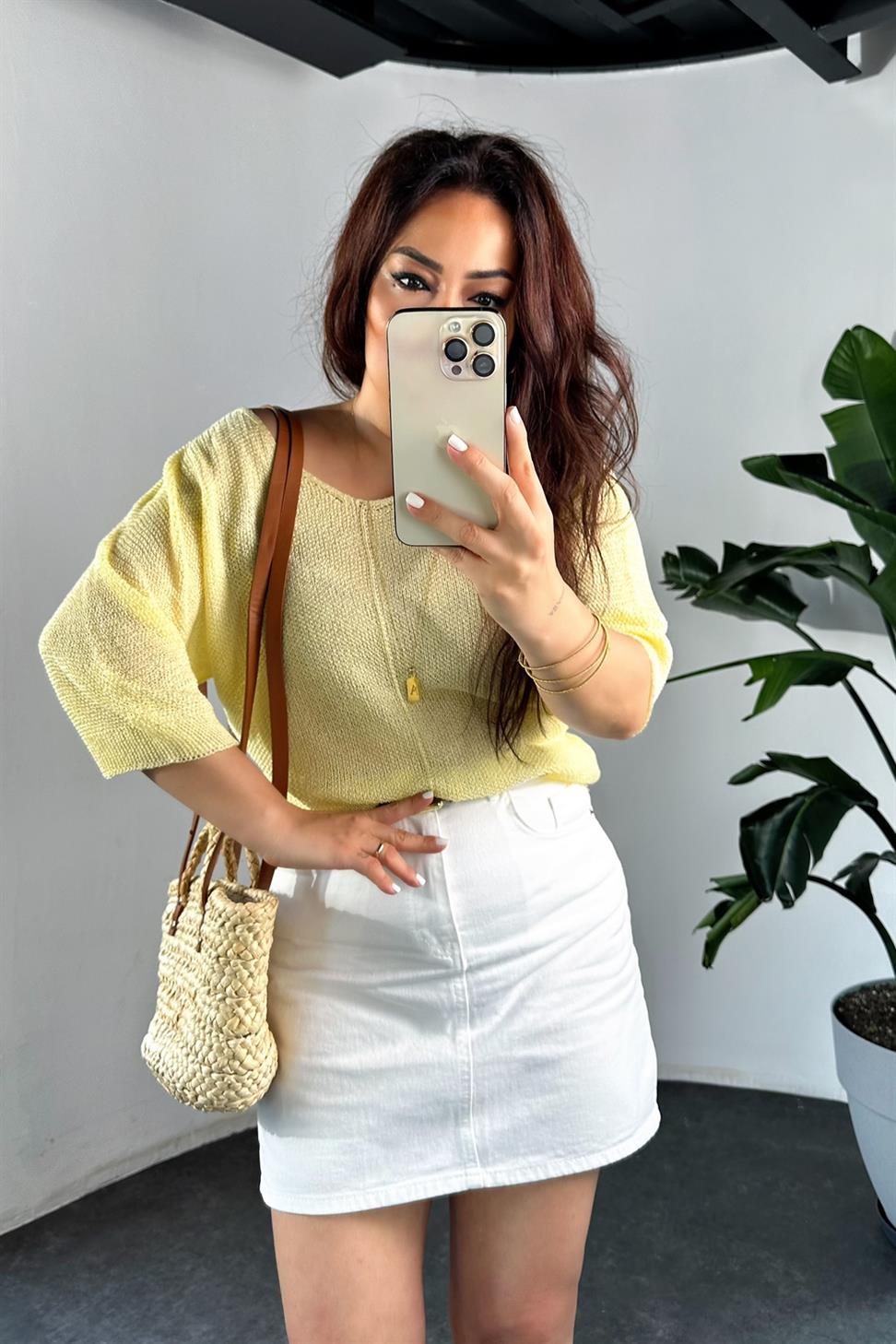 Premium Kalite Elit Triko Merserize Bluz Sarı