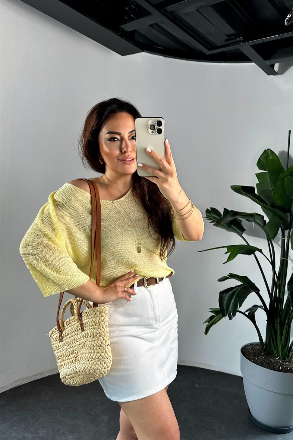 Premium Kalite Elit Triko Merserize Bluz Sarı