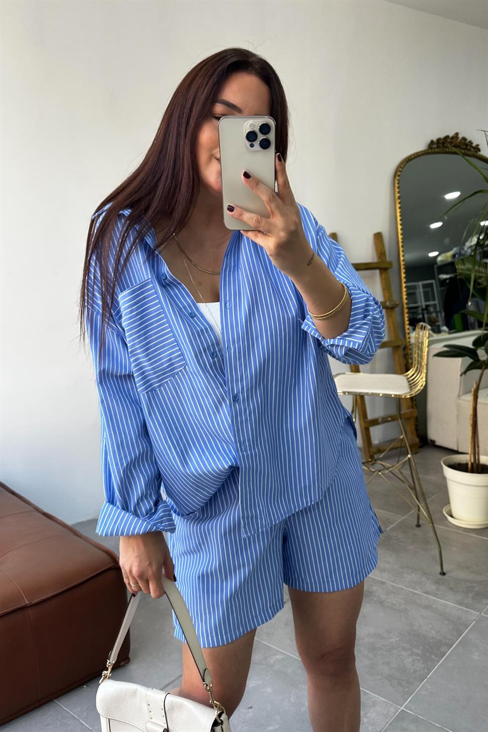 Premium Kalite İkili Şort Takım Mavi