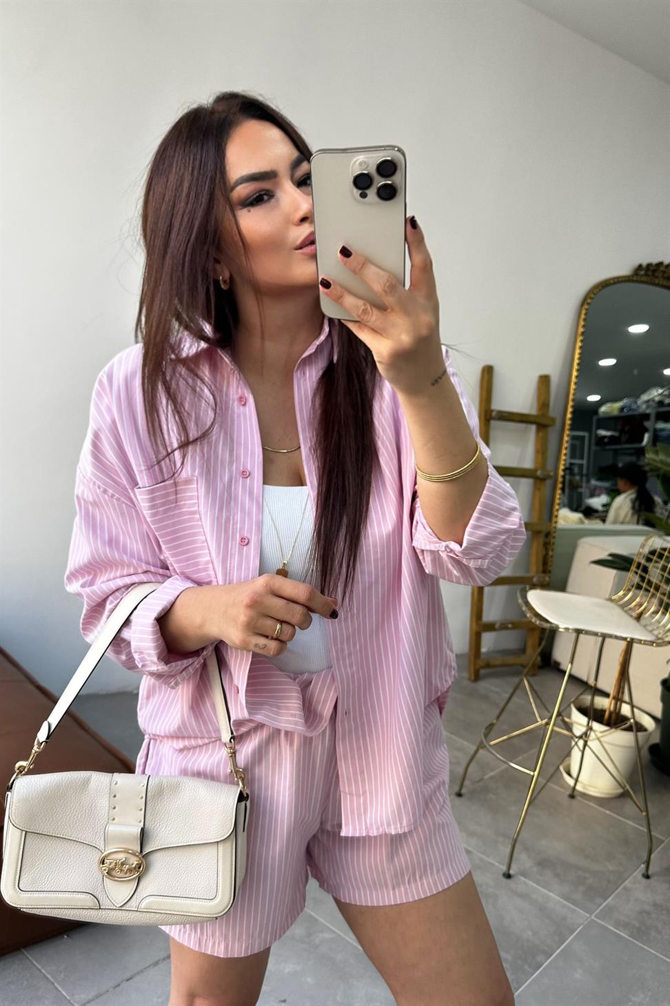 Premium Kalite İkili Şort Takım Pembe