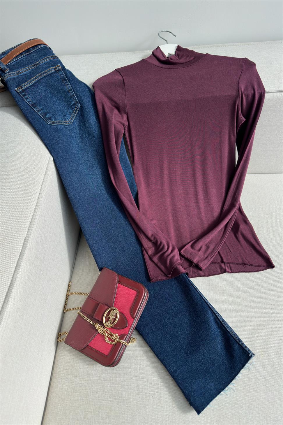 Premium Kalite Kesik Paça Boyfriend Jean Pantolon Koyu Mavi