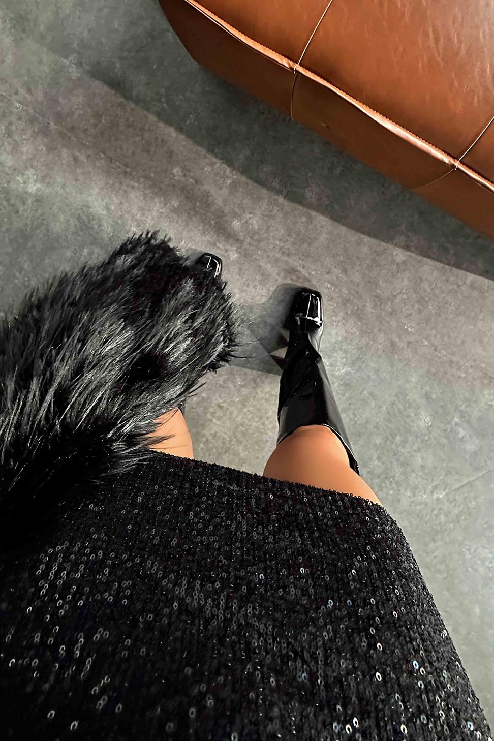 Premium Kalite Likralı Pul payetli Mini Kadın Etek Siyah