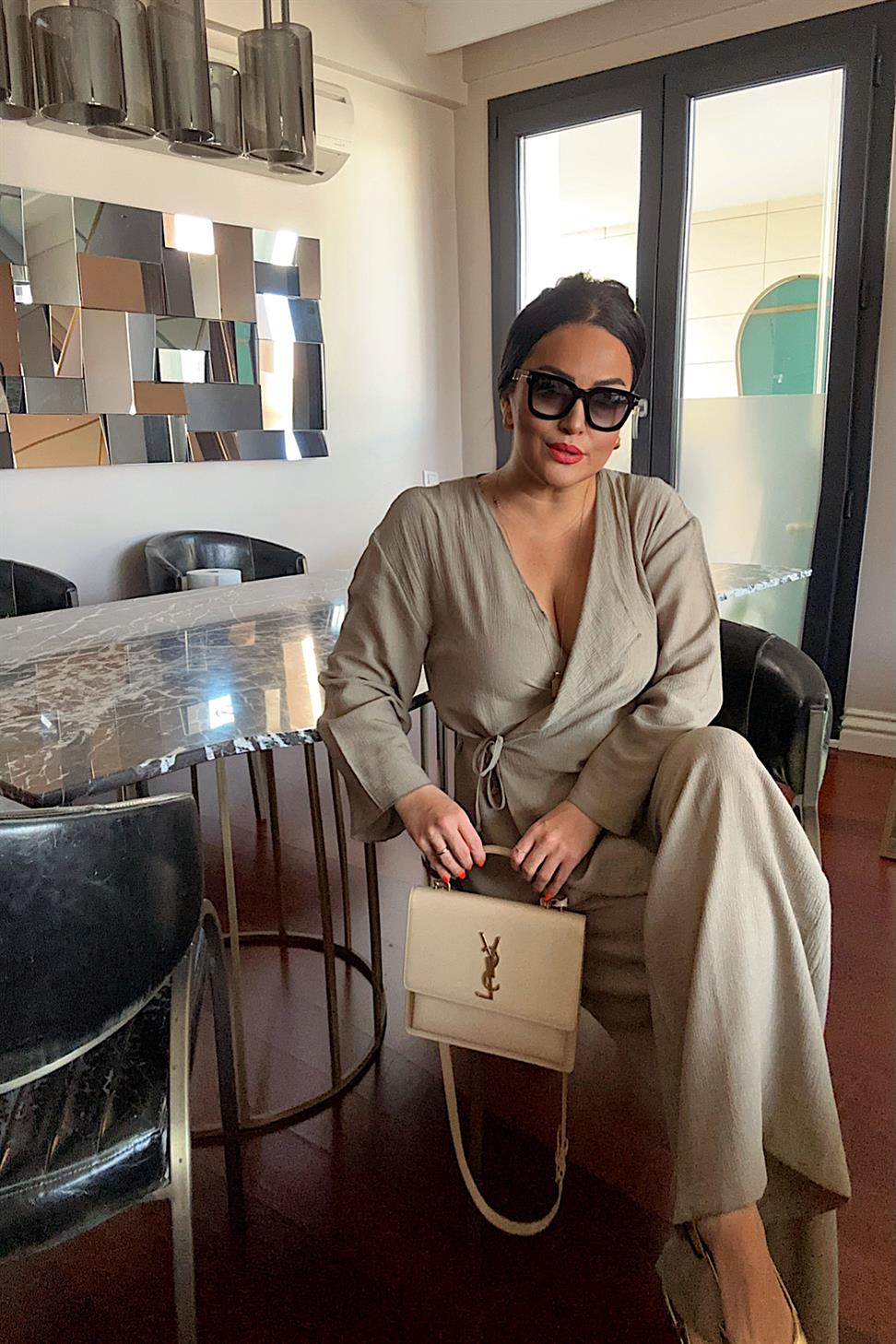 Premium Kalite Önden Bağlamalı Kimono Takım Haki