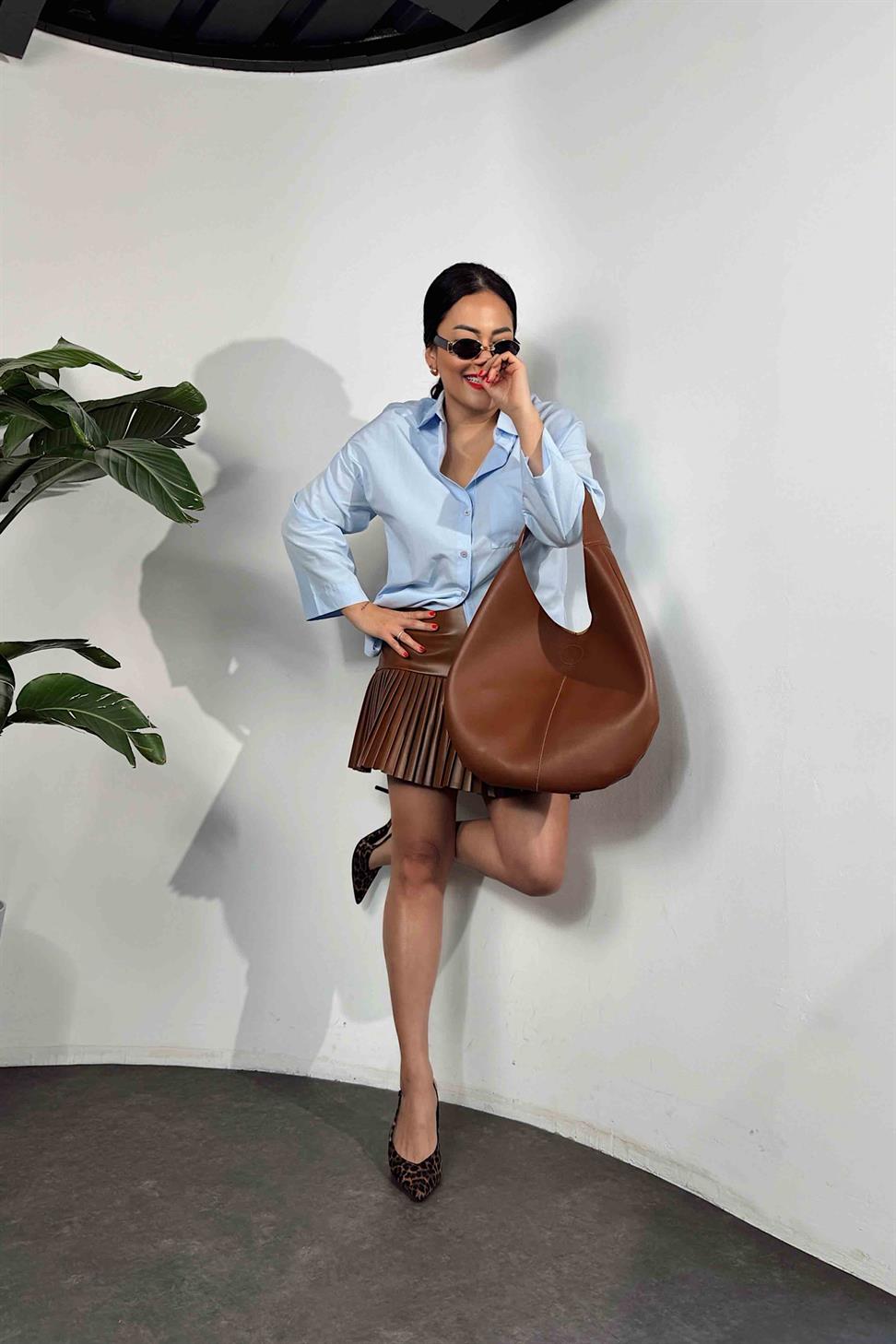 Premium Kalite Oversize Fakir Kol Gömlek Bebe Mavisi