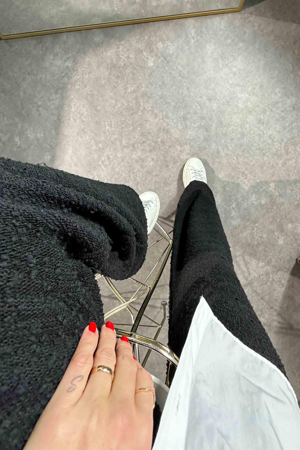 Premium Kalite Özel Dokulu Triko Kadın Pantolon Siyah