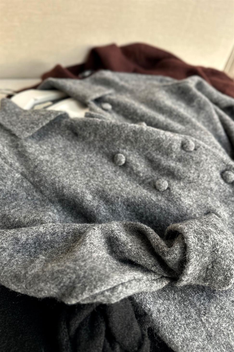 Premium Kalite Polo Yaka Düğme Detaylı Yumuşak Triko Hırka Antrasit