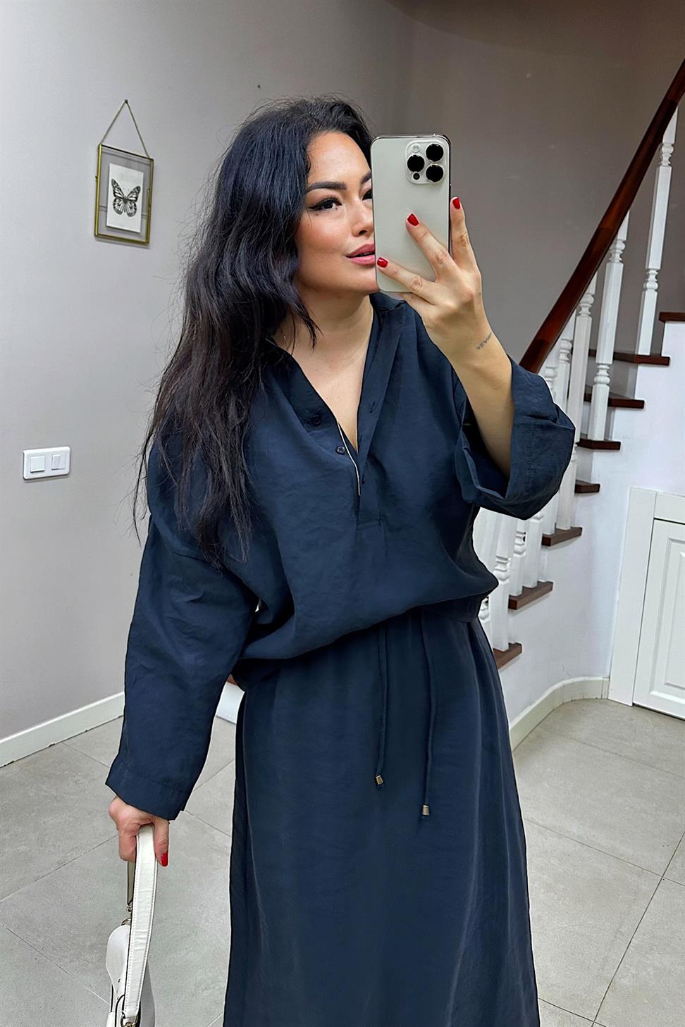 Premium Kalite Polo Yaka Etek Takım Siyah