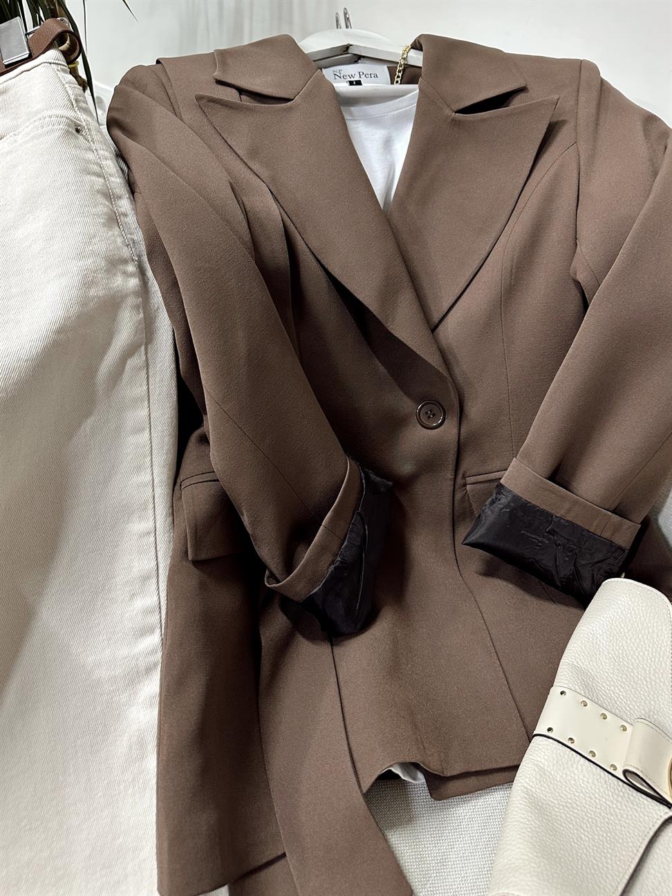 Premium Kalite Saten Astarlı Pera Blazer Ceket