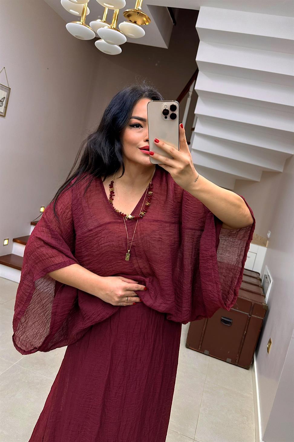 Premıum Kalite Takı Tasarımlı Etek Takım Bordo