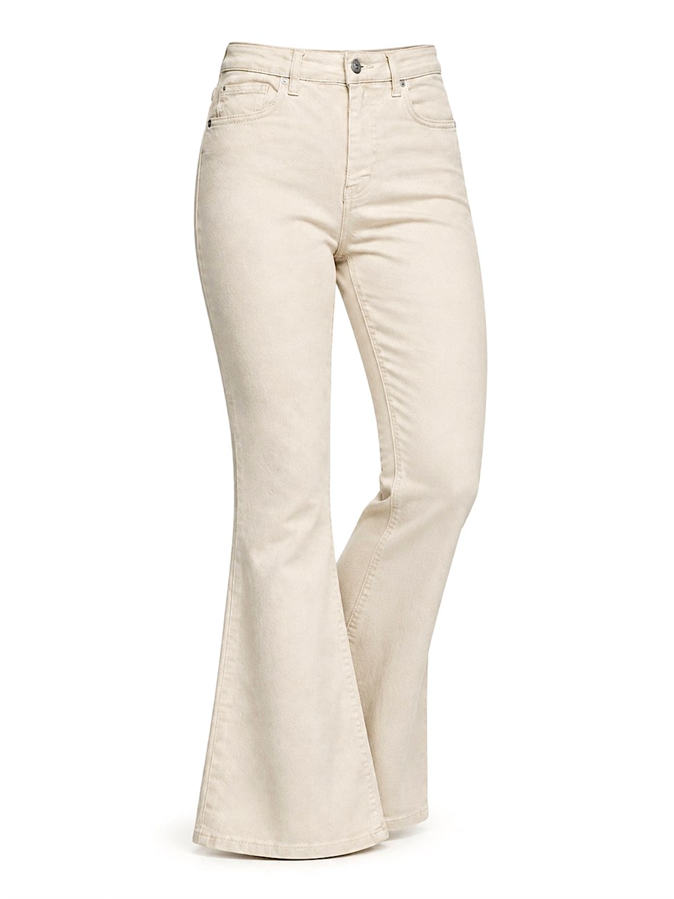 Premium Kalite Yüksek Bel Straight Jean Pantolon Krem