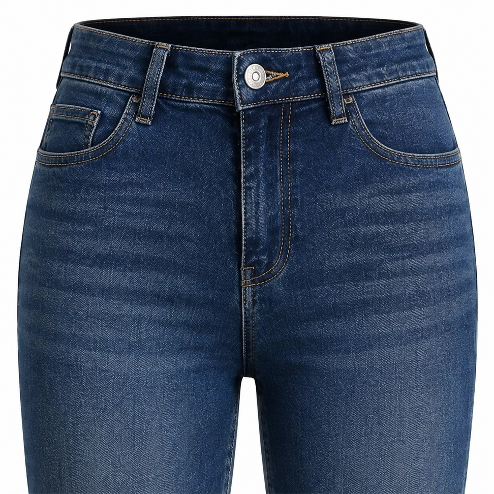 Premium Kalite Yüksek Bel Straight Jean Gece Mavisi