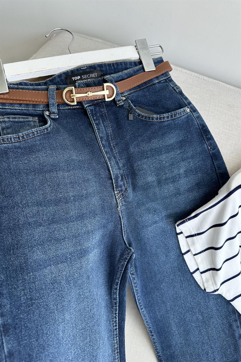 Premium Kalite Yüksek Bel Straight Jean Gece Mavisi