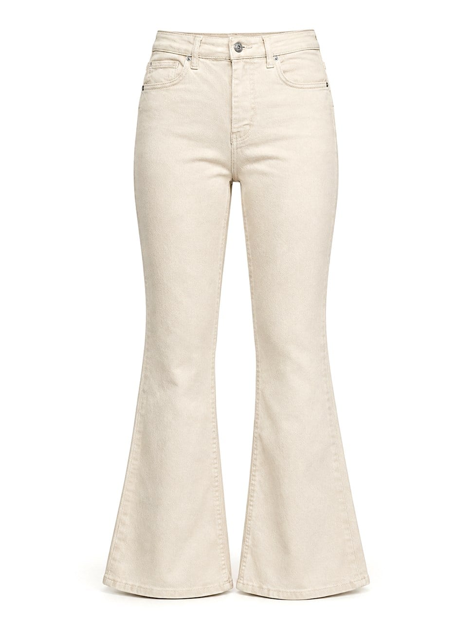 Premium Kalite Yüksek Bel Straight Jean Pantolon Krem