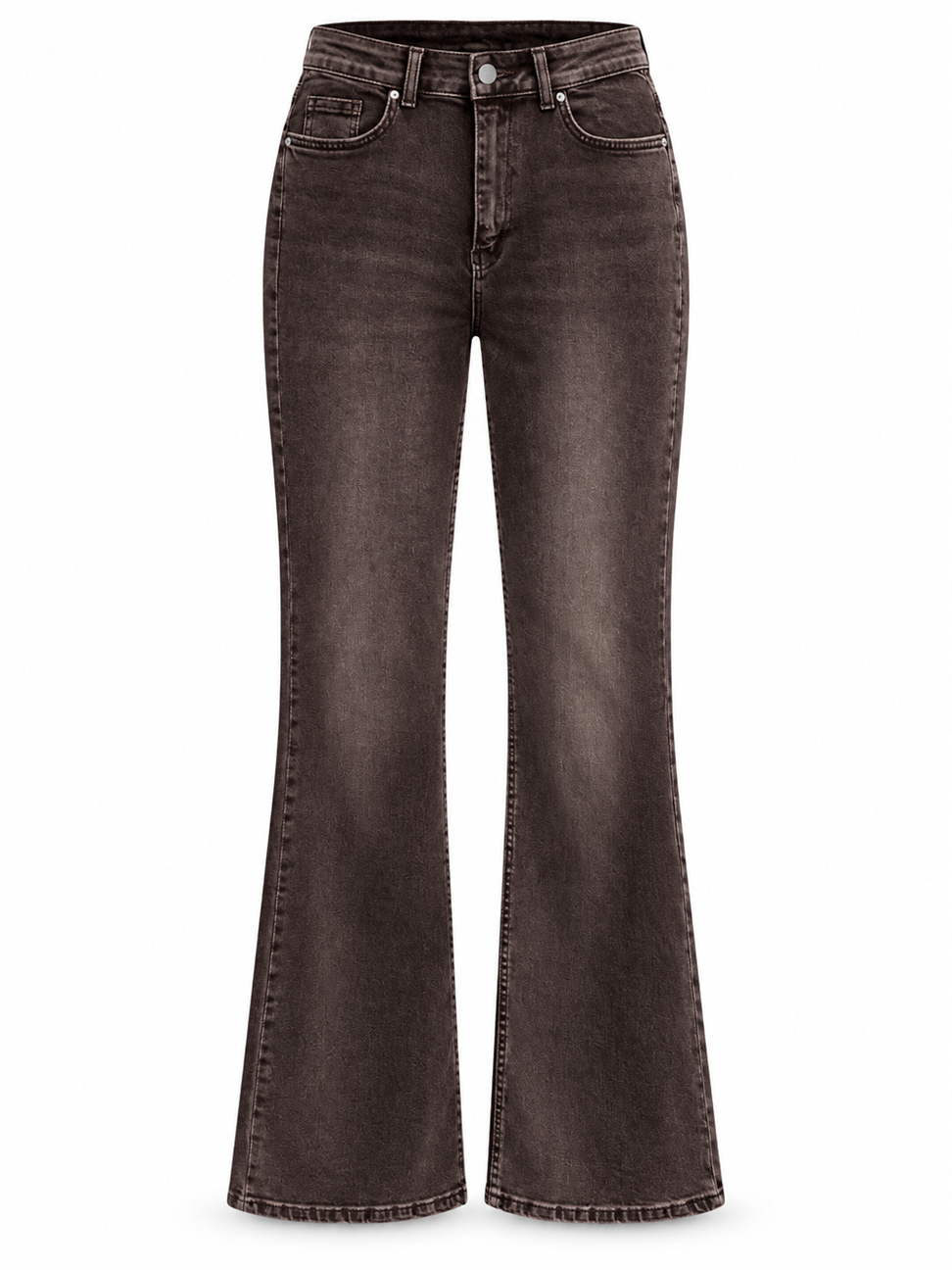 Premium Kalite Yüksek Bel Straight Jean Pantolon Kahverengi
