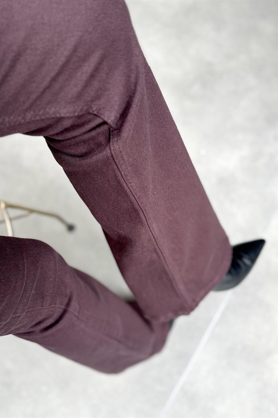 Premium Kalite Yüksek Bel Straight Jean Pantolon Fındık Kabuğu