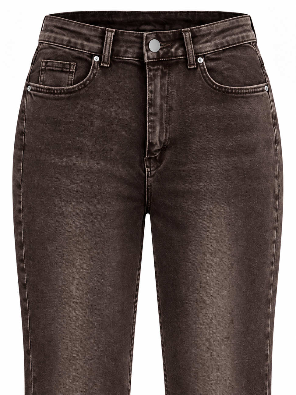 Premium Kalite Yüksek Bel Straight Jean Pantolon Kahverengi