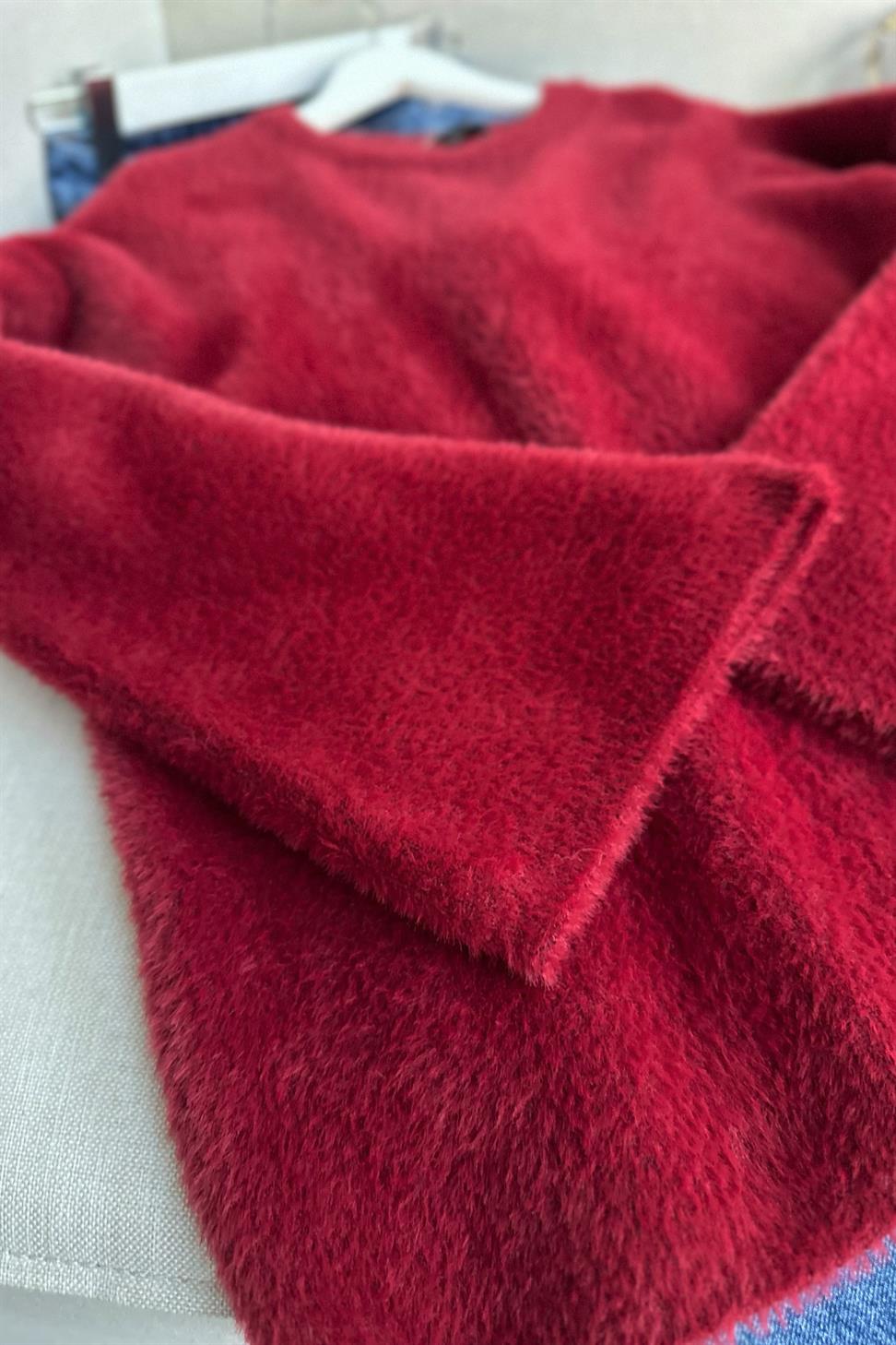 Premium Kalite Yumoş Sakallı Kazak Bordo