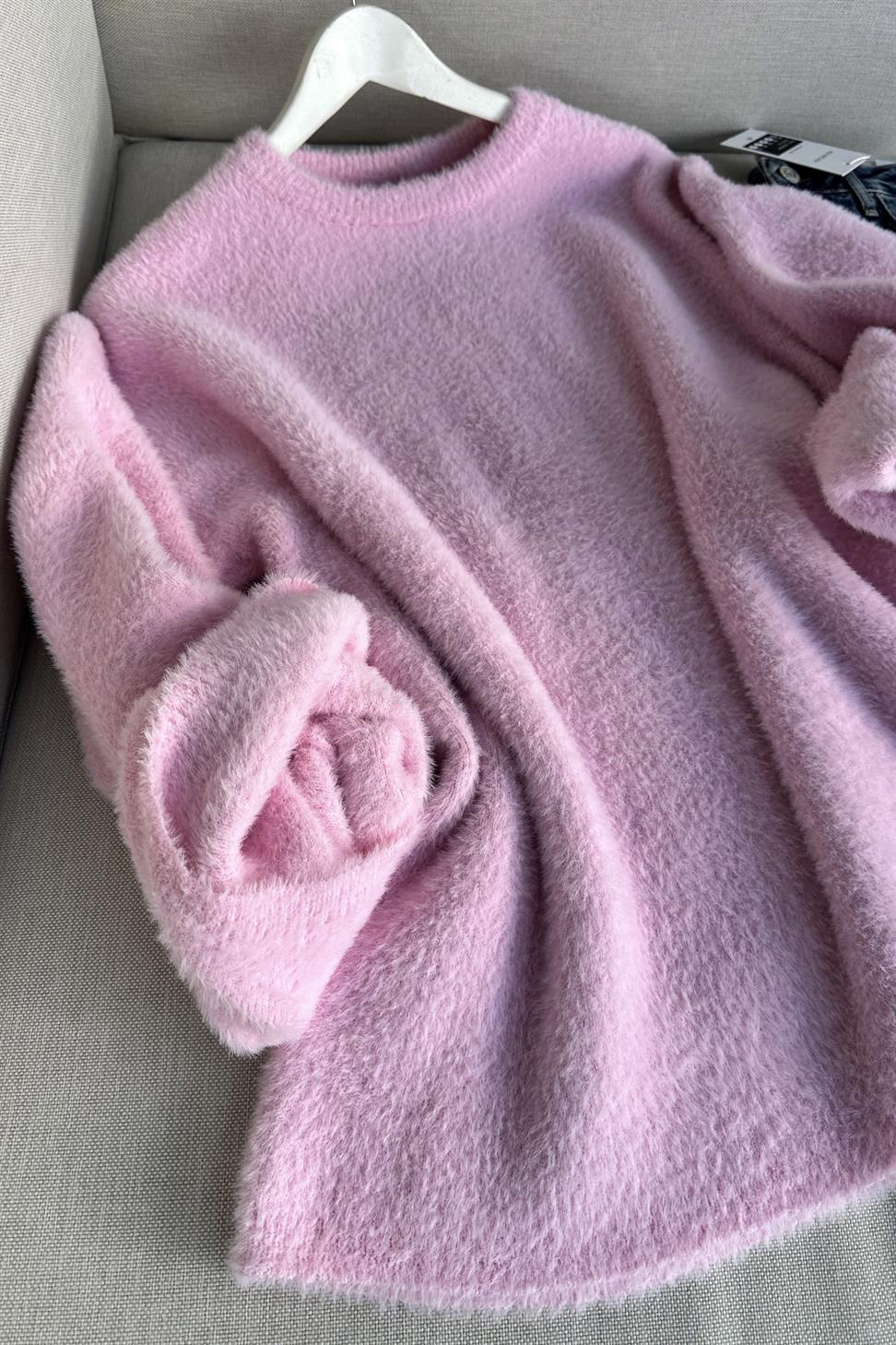 Premium Kalite Yumoş Sakallı Kazak Pembe