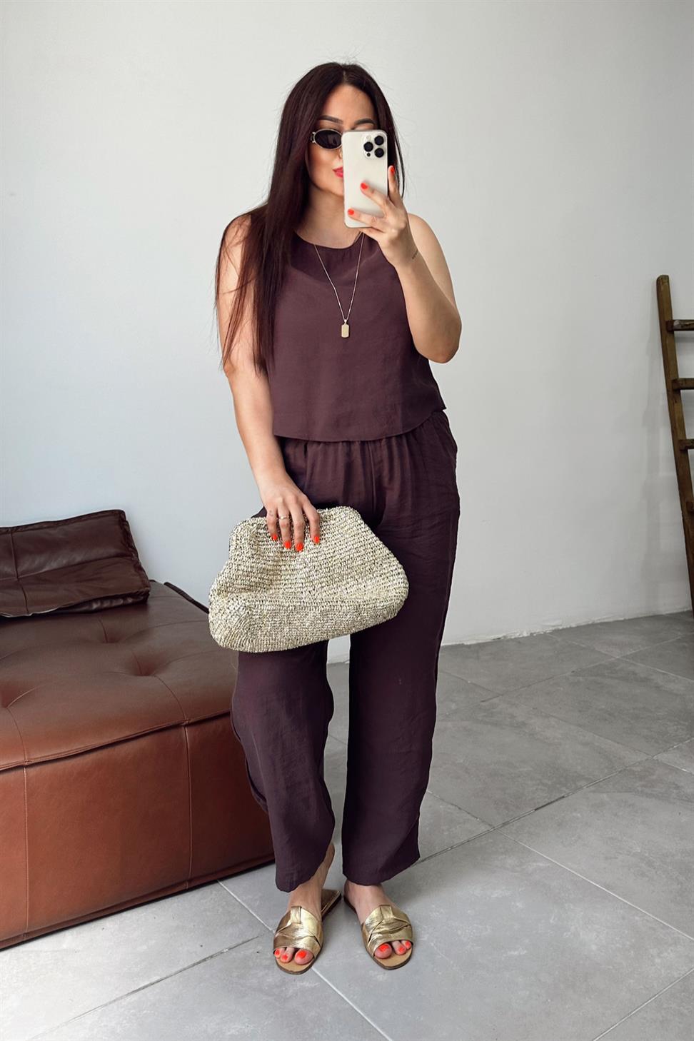 Premium Seri Kolsuz Tensel İkili Takım Mürdüm