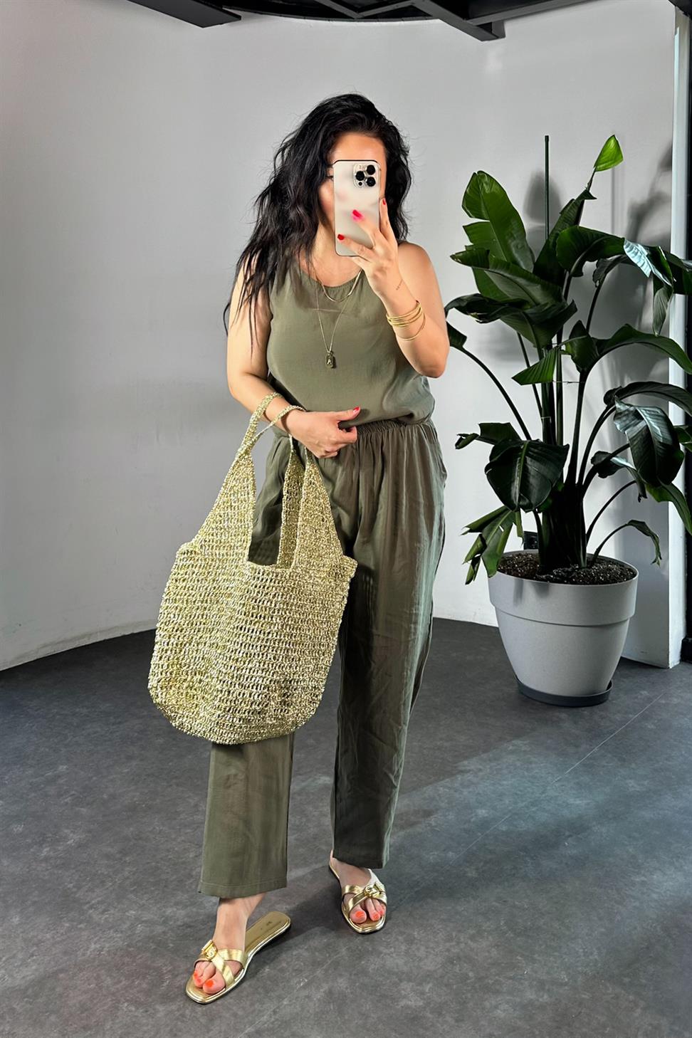 Premium Seri Kolsuz Tensel İkili Takım Haki