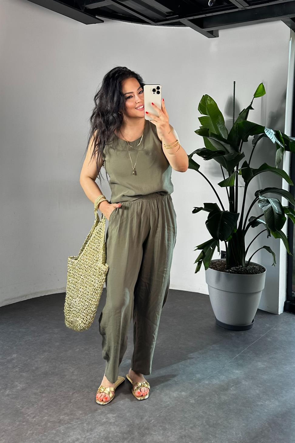 Premium Seri Kolsuz Tensel İkili Takım Haki