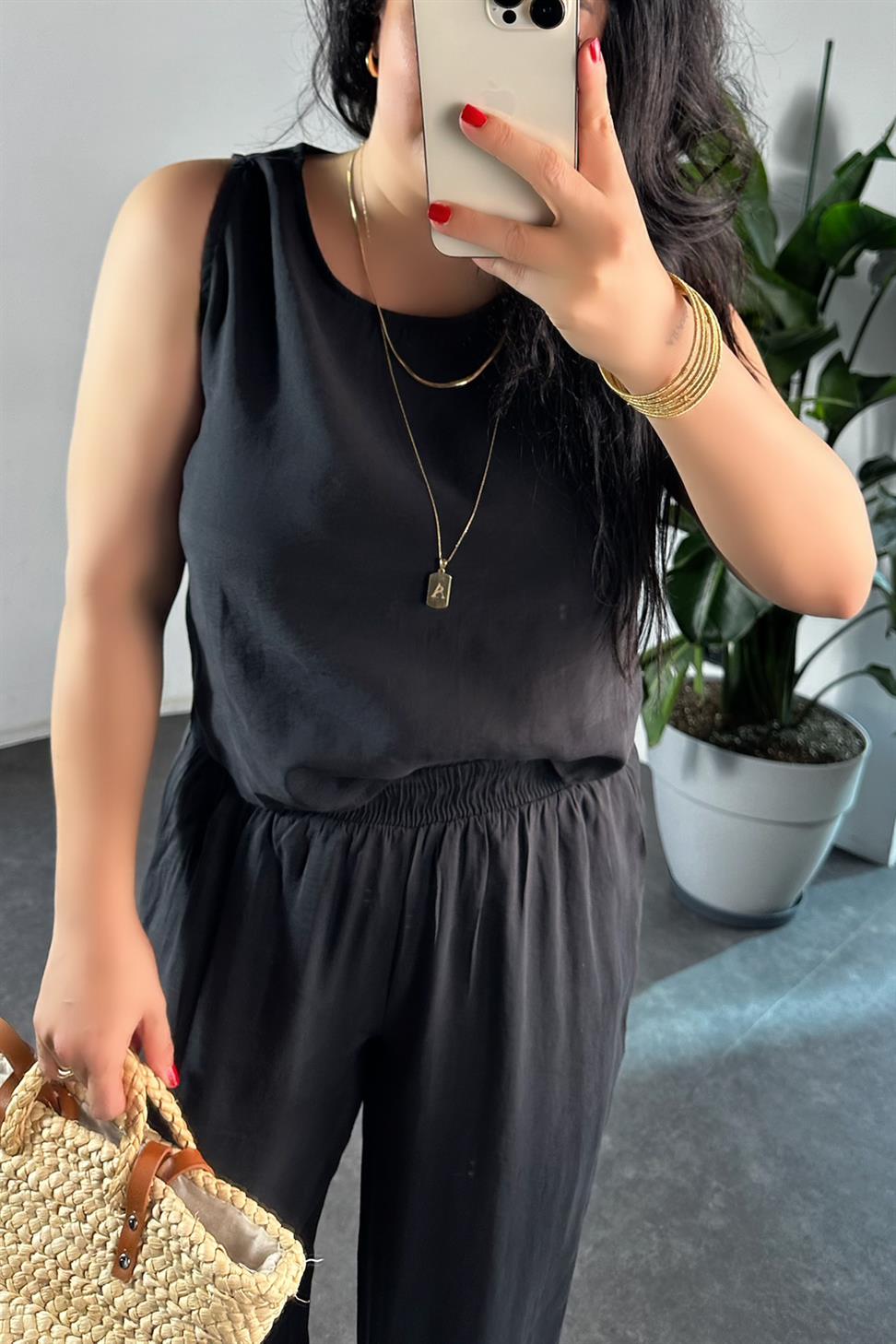 Premium Seri Kolsuz Tensel İkili Takım Siyah