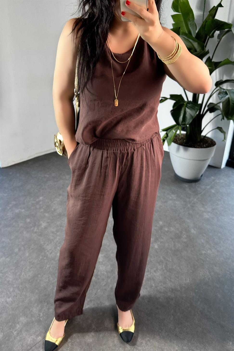 Premium Seri Kolsuz Tensel İkili Takım Acı Kahve