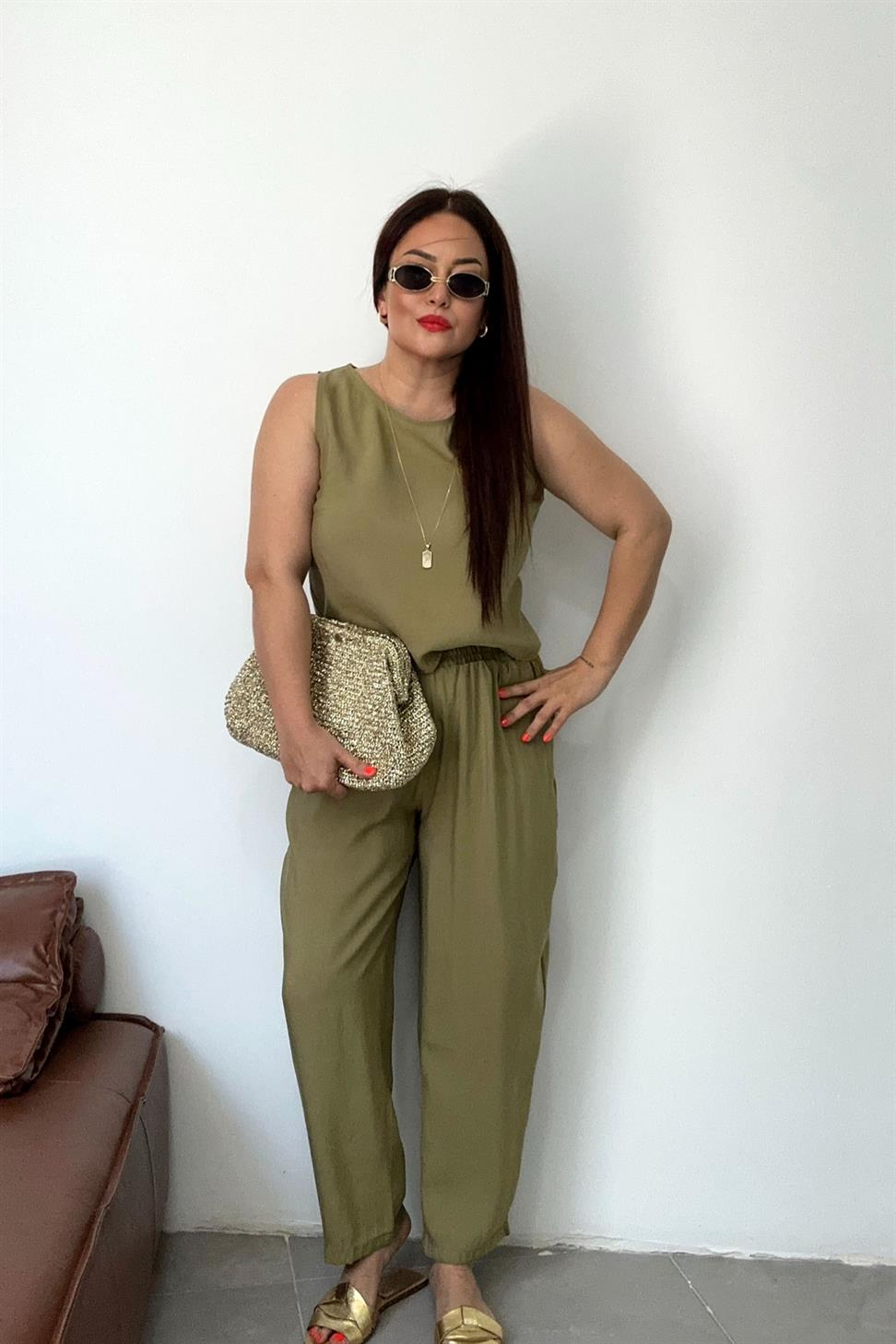 Premium Seri Kolsuz Tensel İkili Takım Yağ Yeşili