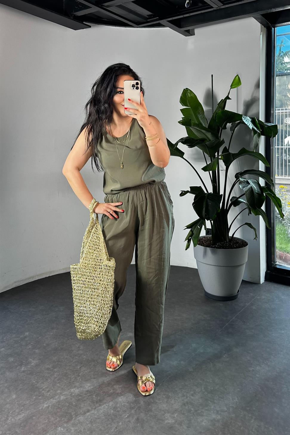 Premium Seri Kolsuz Tensel İkili Takım Haki