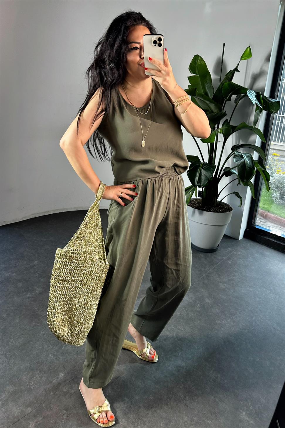 Premium Seri Kolsuz Tensel İkili Takım Haki