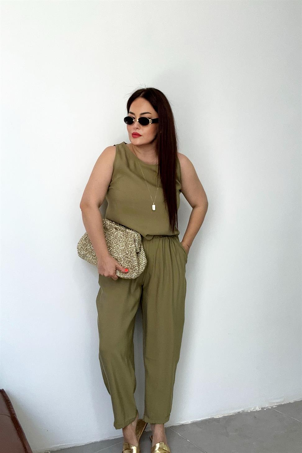 Premium Seri Kolsuz Tensel İkili Takım Yağ Yeşili