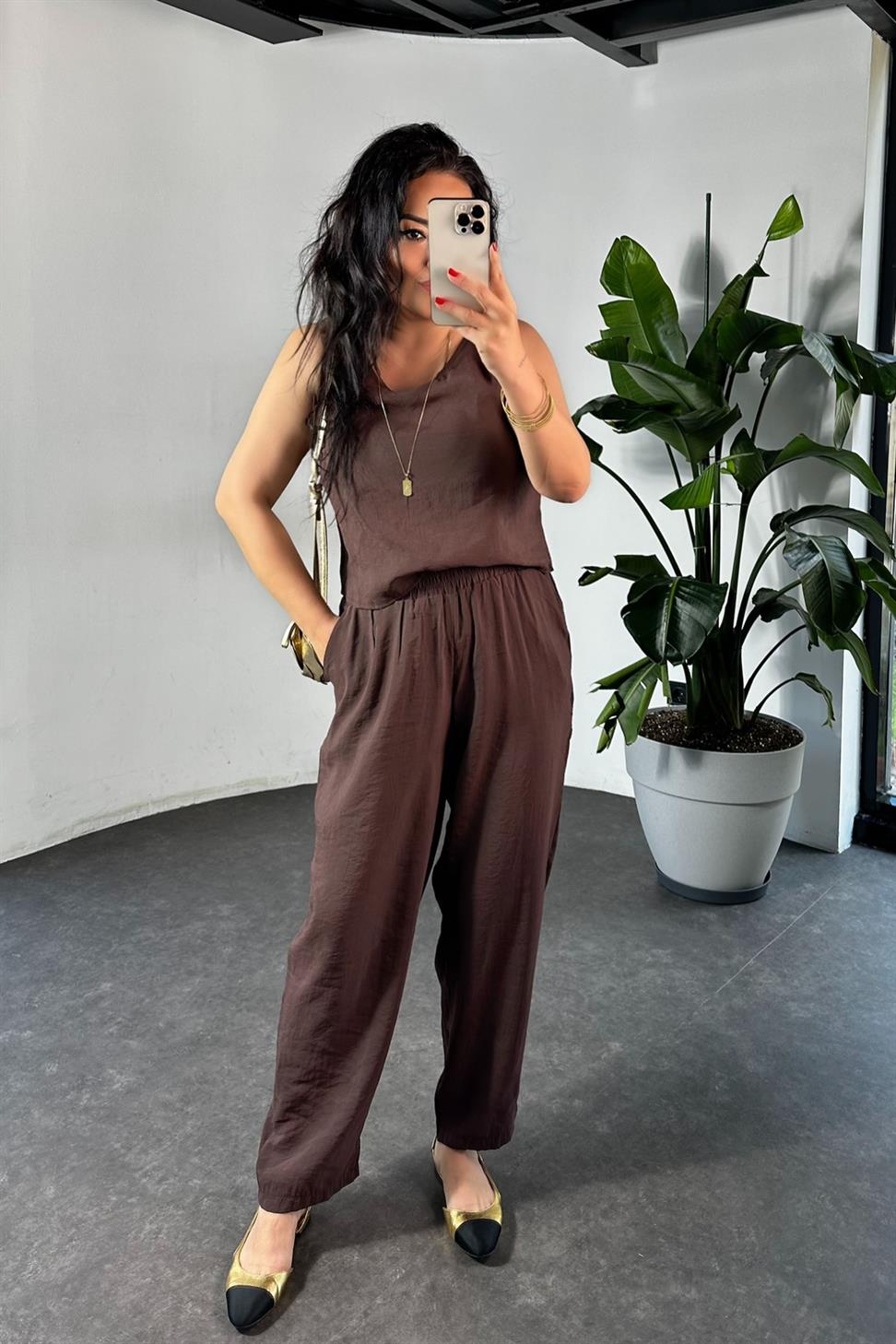 Premium Seri Kolsuz Tensel İkili Takım Acı Kahve