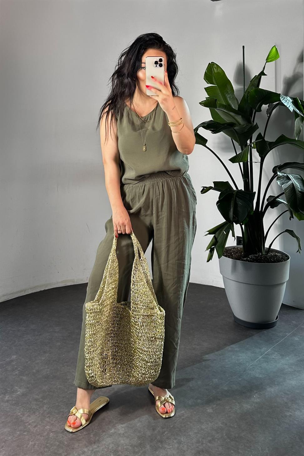 Premium Seri Kolsuz Tensel İkili Takım Haki