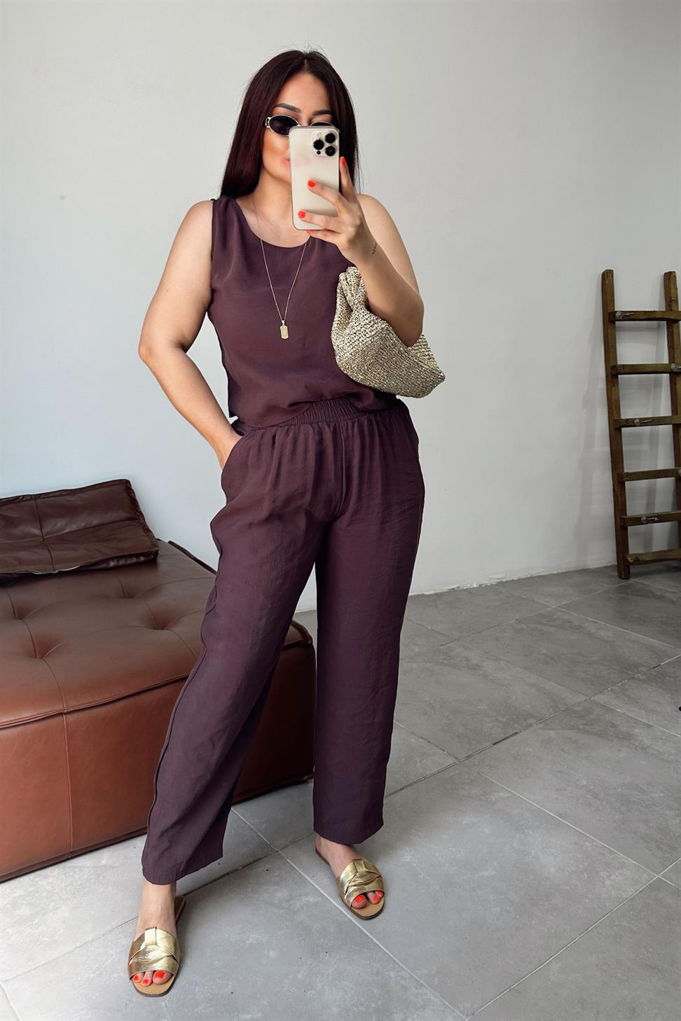 Premium Seri Kolsuz Tensel İkili Takım Mürdüm